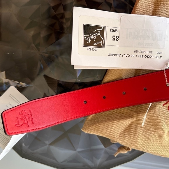 CHRISTIAN LOUBOUTIN Reversible Logo Croc-Embossed Leather Belt - Picture 7 of 10